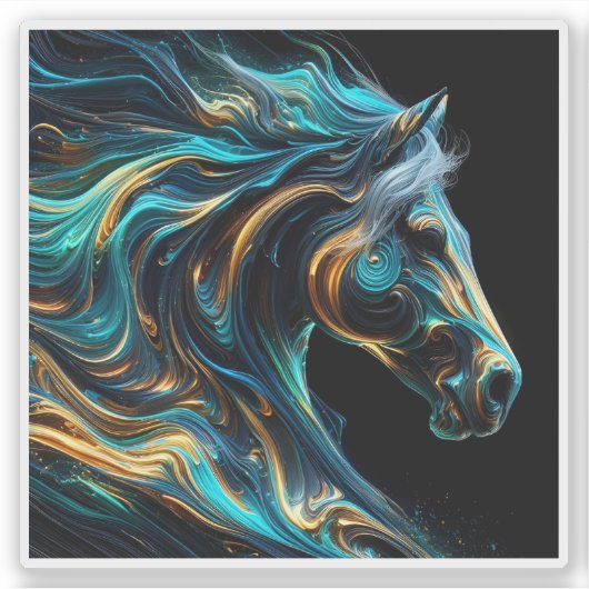 Vibrant Horse Art on Dark Background シール (正面)