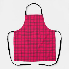  Vibrant Hot Pink and Black Plaid エプロン