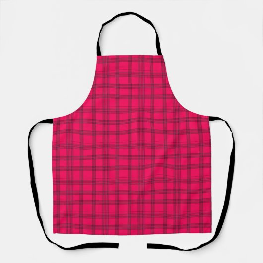  Vibrant Hot Pink and Black Plaid エプロン (正面)