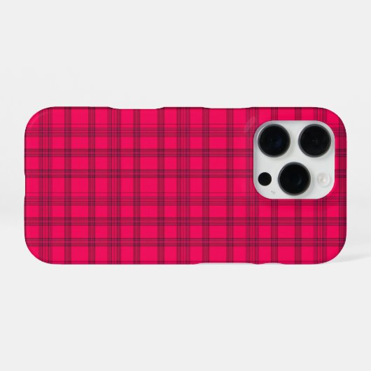  Vibrant Hot Pink and Black Plaid iPhoneケース (裏面横)