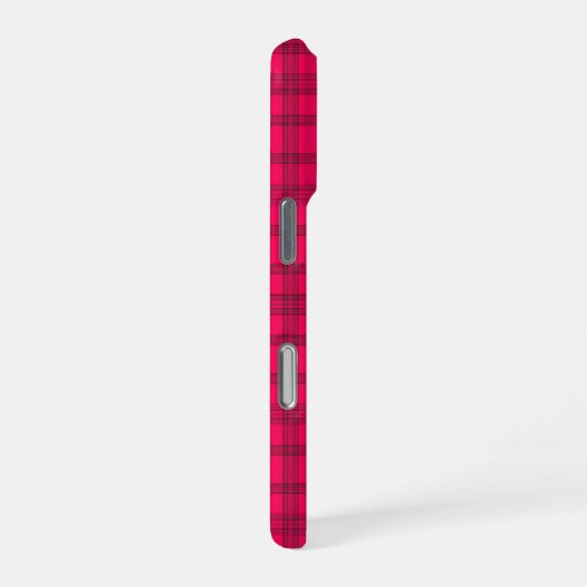  Vibrant Hot Pink and Black Plaid iPhoneケース (右側面)
