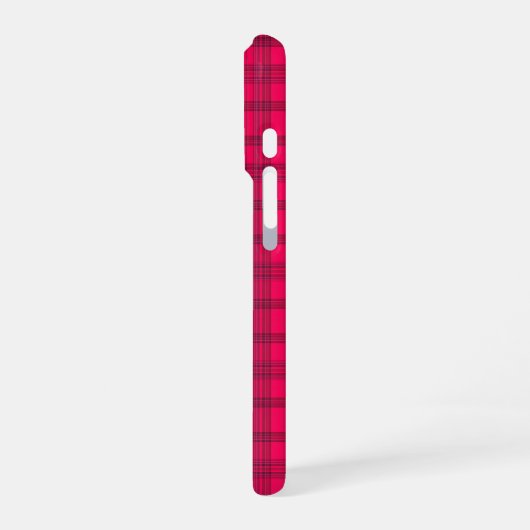  Vibrant Hot Pink and Black Plaid iPhoneケース (左側面)