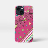 Vibrant Hot Pink Green Stripes Polka Dots Glitter  iPhoneケース (裏面)