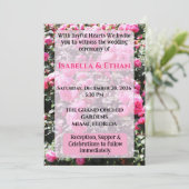 Vibrant Hot Pink Rose Bush Garden Wedding  招待状 (スタンド正面)