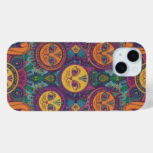Vibrant Huichol Animal Spirit Phone Case Case-Mate iPhoneケース (裏面 (横))