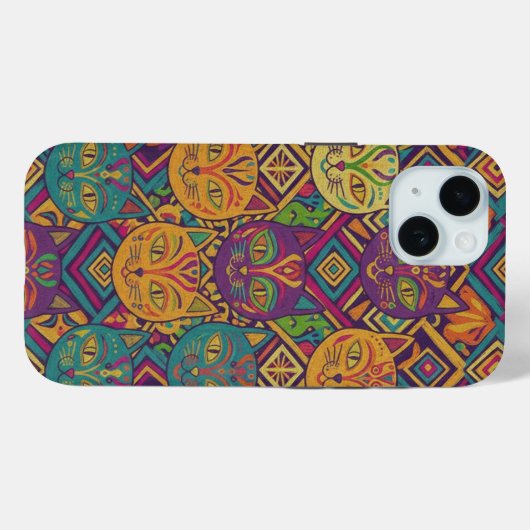 Vibrant Huichol Animal Spirit Phone Case Case-Mate iPhoneケース (裏面 (横))