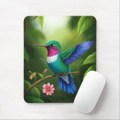 Vibrant Hummingbird Among Leaves マウスパッド (マウス)