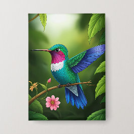 Vibrant Hummingbird Among Leaves 缶バッジ