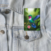 Vibrant Hummingbird Among Leaves 缶バッジ (インサイチュ)