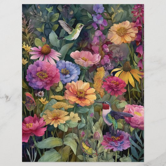 VIBRANT HUMMINGBIRD GARDEN SCRAPBOOK PAPER (裏面)