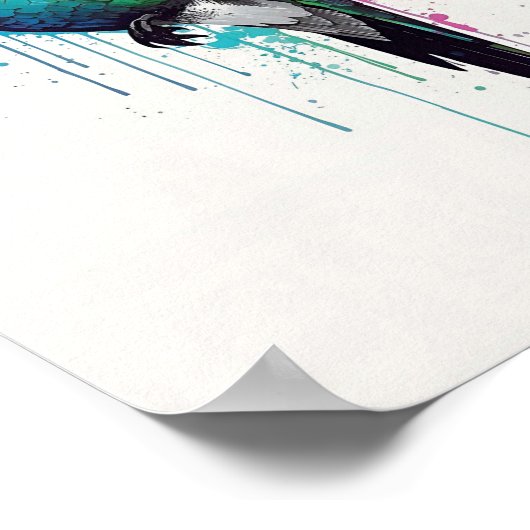 Vibrant Hummingbird Watercolor Splash ポスター (角)