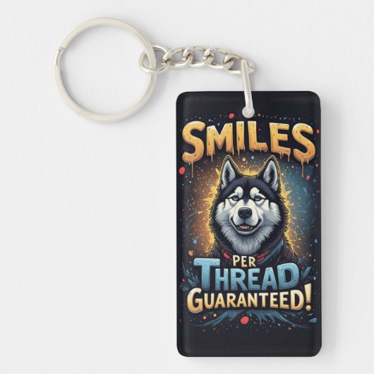 Vibrant Husky With Bold Typography キーホルダー (正面)