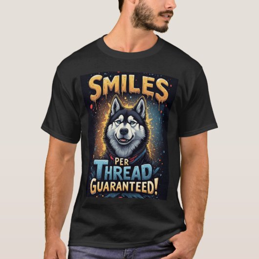Vibrant Husky With Bold Typography Tシャツ (正面)