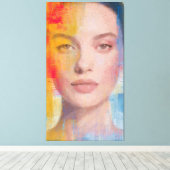 Vibrant Impasto Abstract Portrait キャンバスプリント (インサイチュ (ウッドフロア))