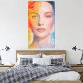Vibrant Impasto Abstract Portrait キャンバスプリント (インサイチュ (寝室))
