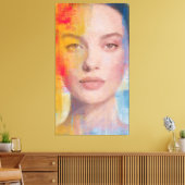 Vibrant Impasto Abstract Portrait キャンバスプリント (インサイチュ (リビング))