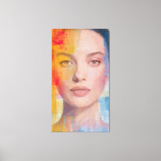 Vibrant Impasto Abstract Portrait キャンバスプリント (正面)