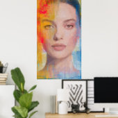 Vibrant Impasto Abstract Portrait ポスター (ホームオフィス)