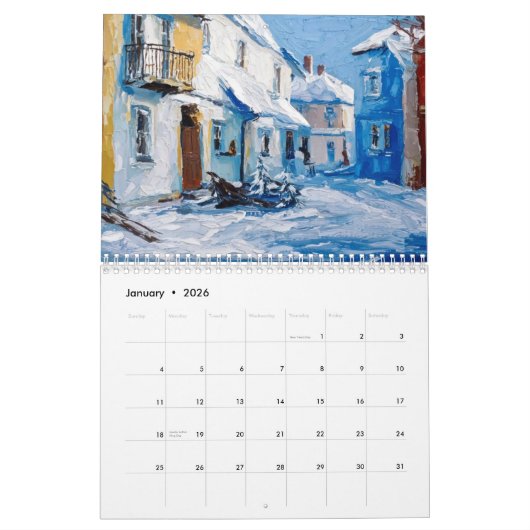 Vibrant Impasto Art Calendar 2026 カレンダー (1月 2026)