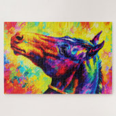 Vibrant Impasto Horse Portrait Colorful Wild ジグソーパズル (横)
