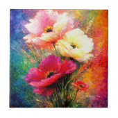 Vibrant Impressionist Poppy Flowers タイル (正面)