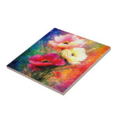 Vibrant Impressionist Poppy Flowers タイル (側面)