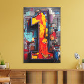 Vibrant Industrial Graffiti Number One キャンバスプリント (インサイチュ (リビング))