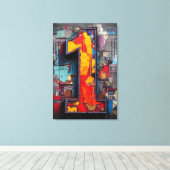 Vibrant Industrial Graffiti Number One キャンバスプリント (インサイチュ (ウッドフロア))
