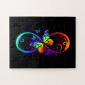 Vibrant infinity with rainbow butterfly on black ジグソーパズル (横)