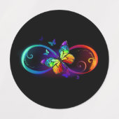Vibrant infinity with rainbow butterfly on black ラベル (デザイン2)