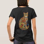 Vibrant Italian Folk Art Floral Cat Women's Tシャツ (裏面)