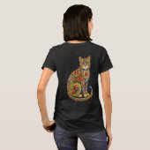 Vibrant Italian Folk Art Floral Cat Women's Tシャツ (裏面フル)