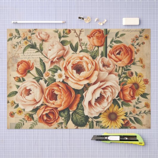 Vibrant Italian-Inspired Floral Collage 薄葉紙 (クラフト)