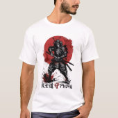 Vibrant Japanese Samurai Armor Sun Graphic Tee Tシャツ (正面)