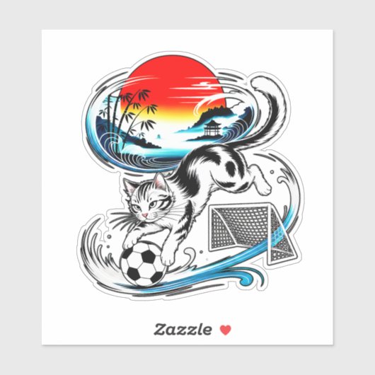 Vibrant Japanese Soccer Cat - For anime art fans シール (シート)