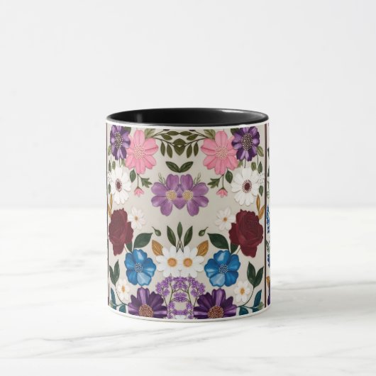 Vibrant Jewel-Toned Floral Symphony マグカップ (中央)