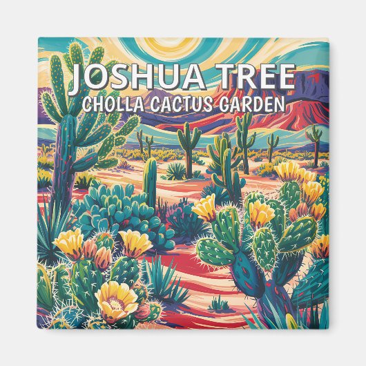 Vibrant Joshua Tree National Park Cactus Custom マグネット (正面)
