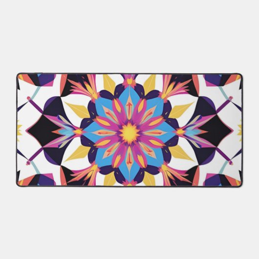 Vibrant Kaleidoscope Mandala Pattern デスクマット (正面)