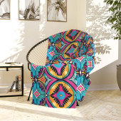 Vibrant Kaleidoscopic Circles Bohemian フリースブランケット
