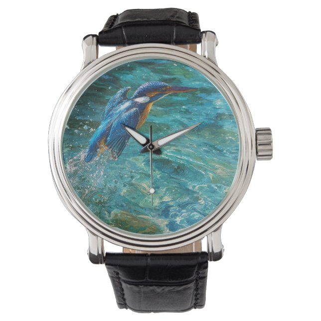Vibrant Kingfisher Aqua Nature Watch 腕時計 (正面)