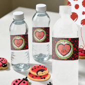 Vibrant Ladybug Polka Dot Water Bottle Label  ペットボトルラベル