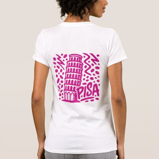 Vibrant Leaning Tower Pisa Graphic Tシャツ (裏面)