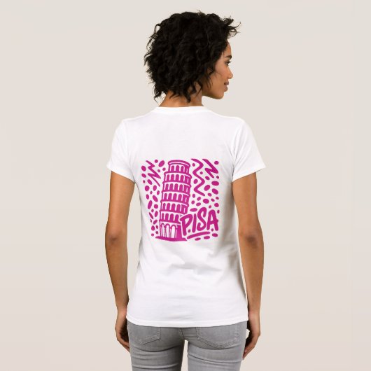 Vibrant Leaning Tower Pisa Graphic Tシャツ (裏面フル)