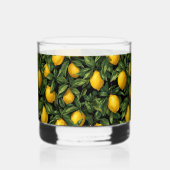 Vibrant Lemon Citrus Tree Pattern ウイスキーグラス (裏面)