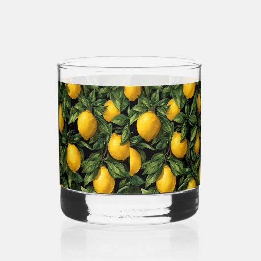 Vibrant Lemon Citrus Tree Pattern ウイスキーグラス (右)