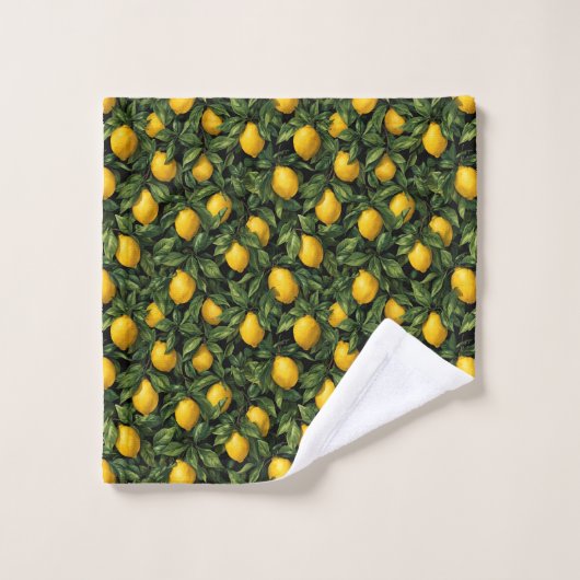 Vibrant Lemon Citrus Tree Pattern ウォッシュタオル (ウォッシュタオル)