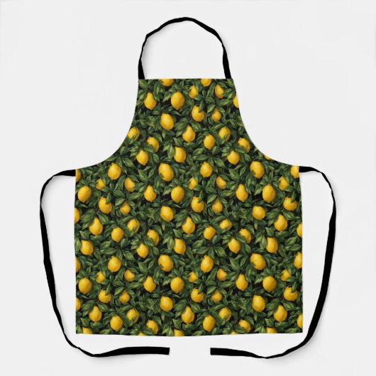 Vibrant Lemon Citrus Tree Pattern エプロン (正面)