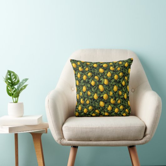 Vibrant Lemon Citrus Tree Pattern クッション (椅子)