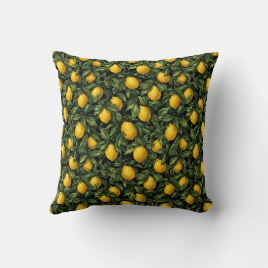 Vibrant Lemon Citrus Tree Pattern クッション (裏面)