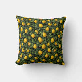 Vibrant Lemon Citrus Tree Pattern クッション